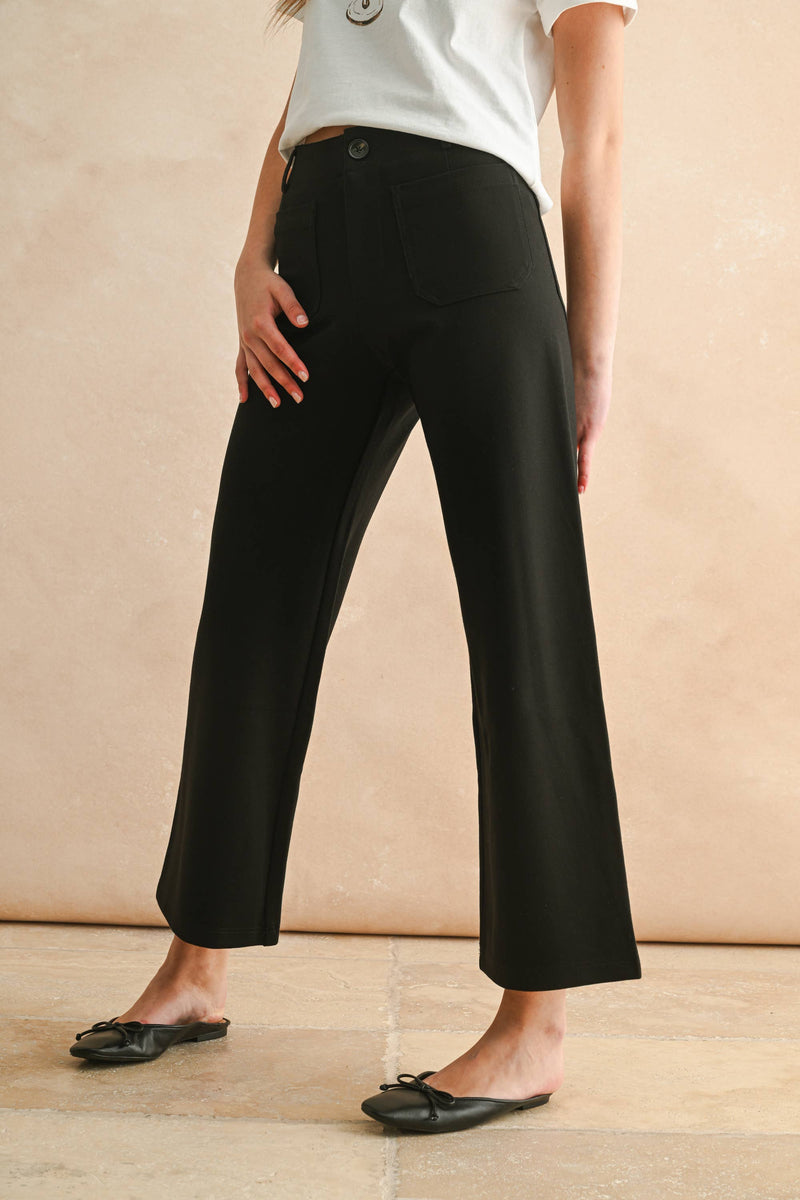 MMP1745   2 POCKETS PONTE PANTS: BLACK / L