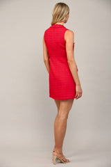 FRONT PATCH POCKET SLVL TWEED DRESS FD32156: RED / M