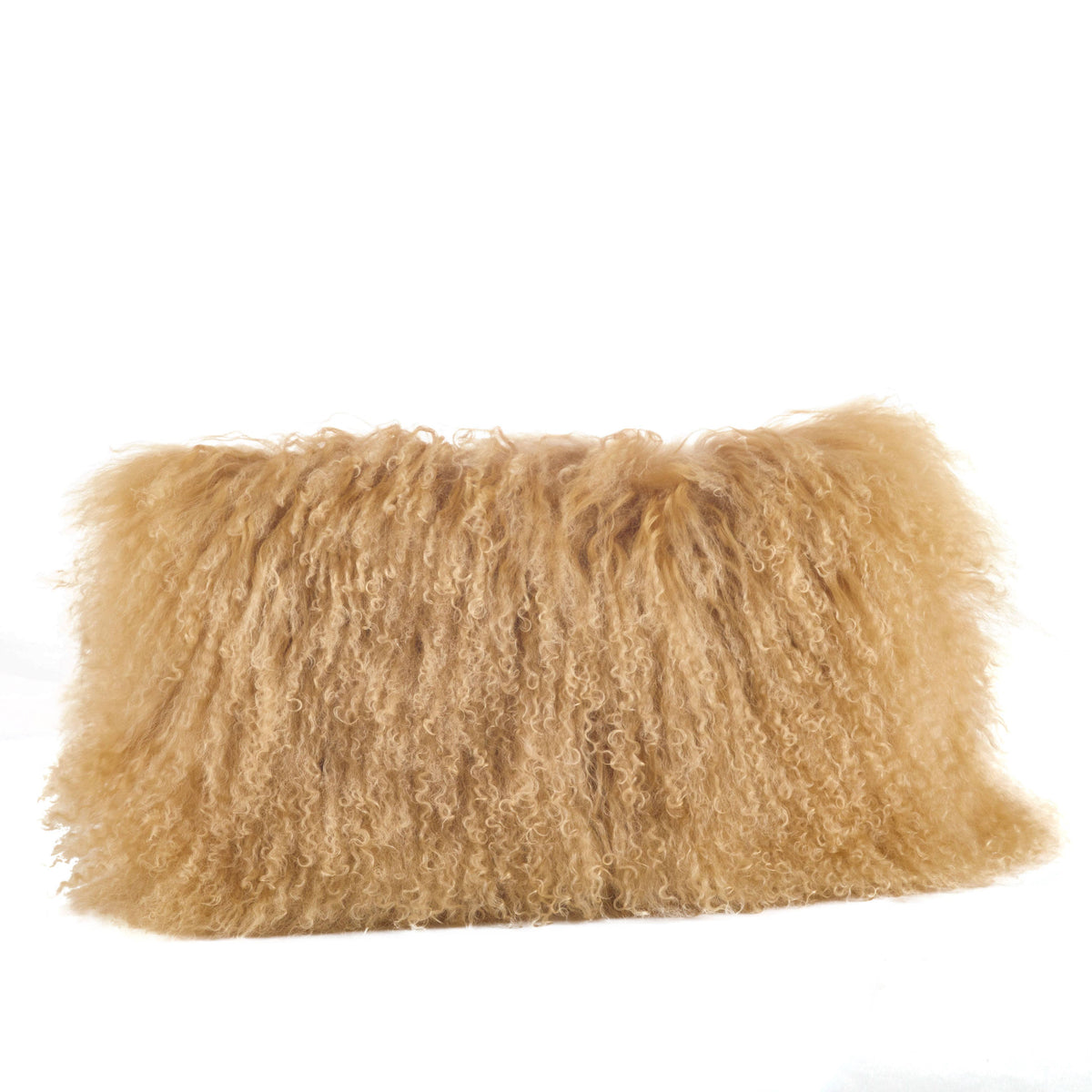 Mongolian Lamb Fur Pillow - Poly Filled: Charcoal / Polyester Insert / 12"x20"