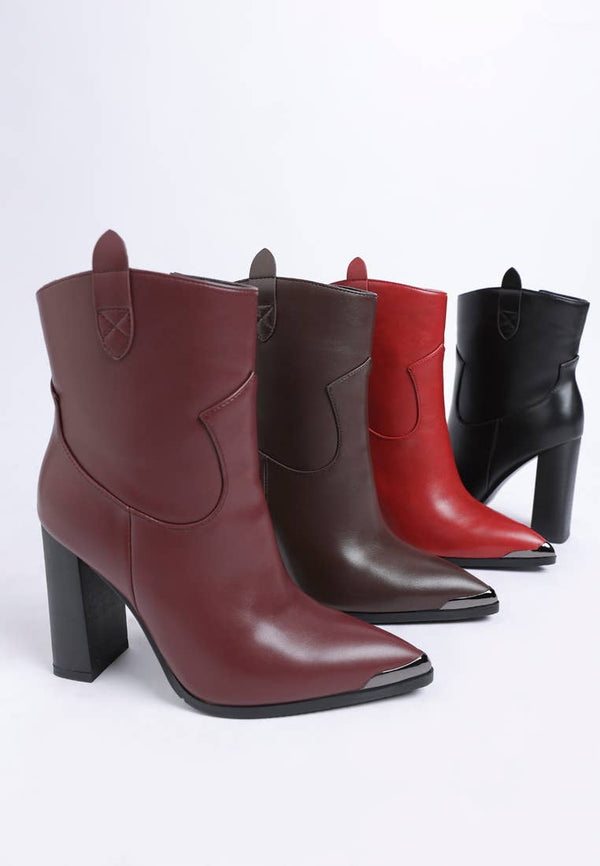 Hatter Pointed Toe Faux Leather Boots: Black / US-9 / UK-7 / EU-40