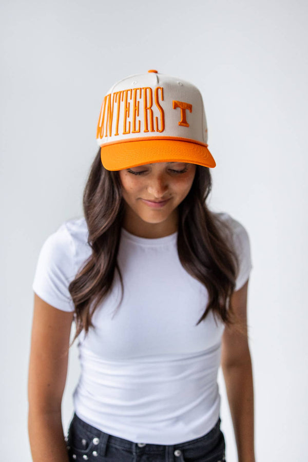 Tennessee Saturday Stretch Canvas Trucker Hat: ORANGEIVORY / O