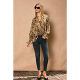 Deep Sleep Collar Button Down Blouse: MOCHA BROWN / S-M-L(2-2-2)