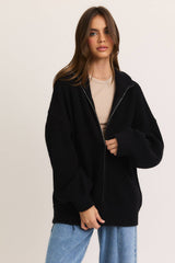 SWEATER CARDIGAN: Burgundy / S