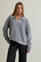 KNIT SWEATER TOP HEM DETAIL S