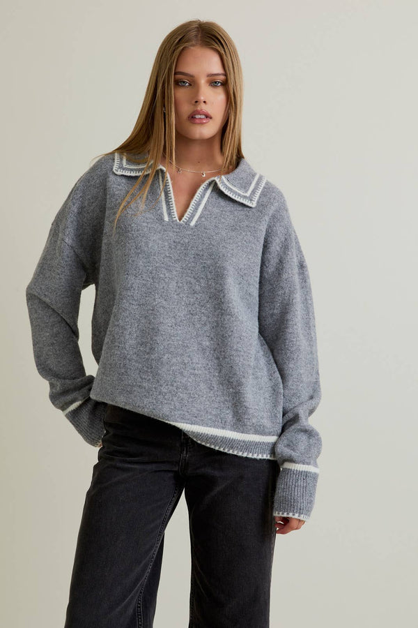 KNIT SWEATER TOP HEM DETAIL S