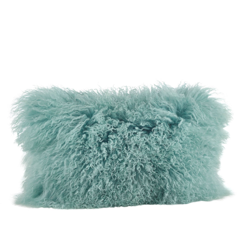 Mongolian Lamb Fur Pillow - Poly Filled: Oyster / Polyester Insert / 20"
