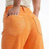 HIGH RISE WIDE LEG TWILL PANTS WITH FINISHED HEM BYW8139: TANGELO / 30