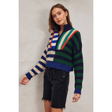 Colorburst Half Zip Collared Sweater: MORNING GLORY / S-M-L(3-2-1)