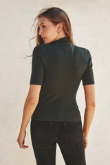 FW4762 Mock Neck Short Sleeve Sweater