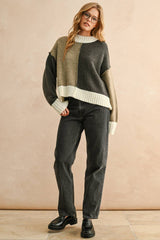 COLOR BLOCK SWEATER TOP S