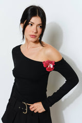 WINIFRED FLOWER TRIM TOP S