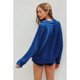Cable Knit X Waffle Boxy Sweater: STAR SAPPHIRE