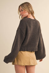 CHUNKY SWEATER TOP: MOCHA / M