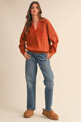 COLLARED SWEATER: Chocolate Ivory / M