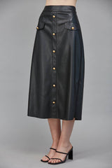 FAUX LEATHER SKIRT FS50039: M