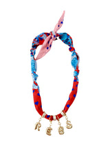 Red and Blue Game Day Bubble Letter Scarf Necklace 