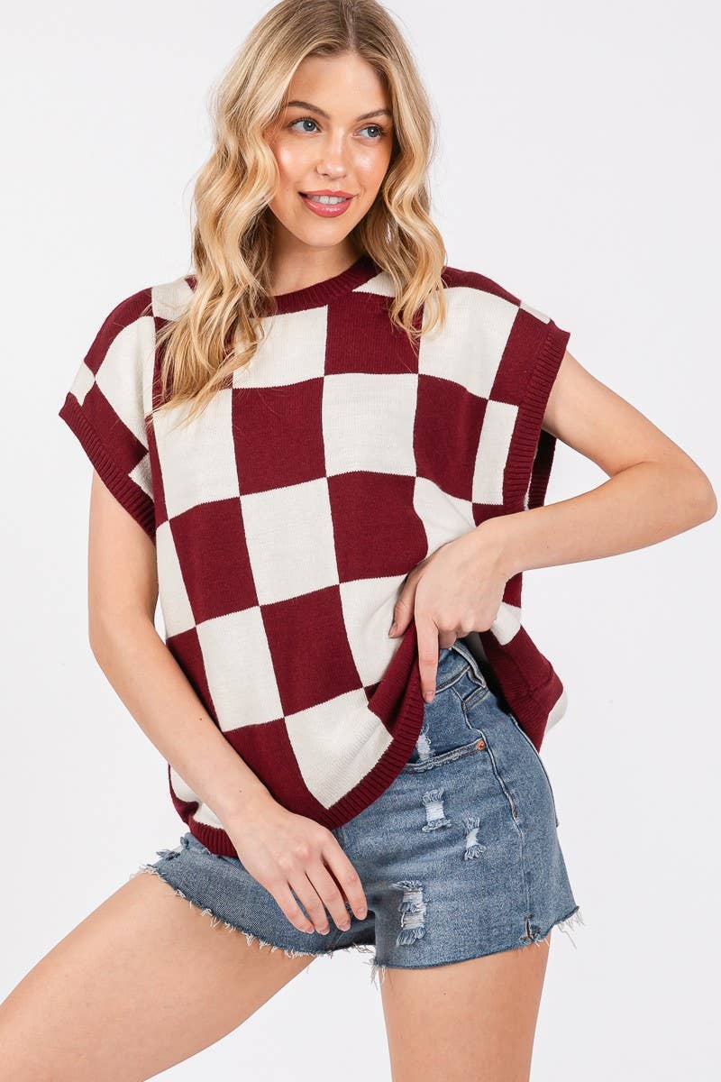 Checkered Game day Top S