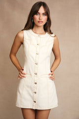 STITCH DETAIL BUTTON DOWN DRESS L