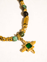 Irie 18K Non-Tarnish Beaded Green Gemstones Necklace: Green