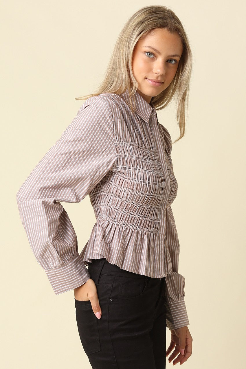 Nomi Smocked Peplum Shirt
