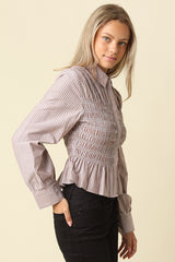Nomi Smocked Peplum Shirt