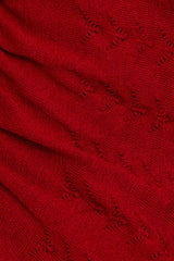 LONG SLEEVE FINE KNIT SWEATER WITH RUFFLE DETAILS: RUBY RED / M