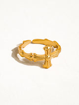 Ruth 18K Gold Vintage Adjustable Cross Ring: Yellow Gold