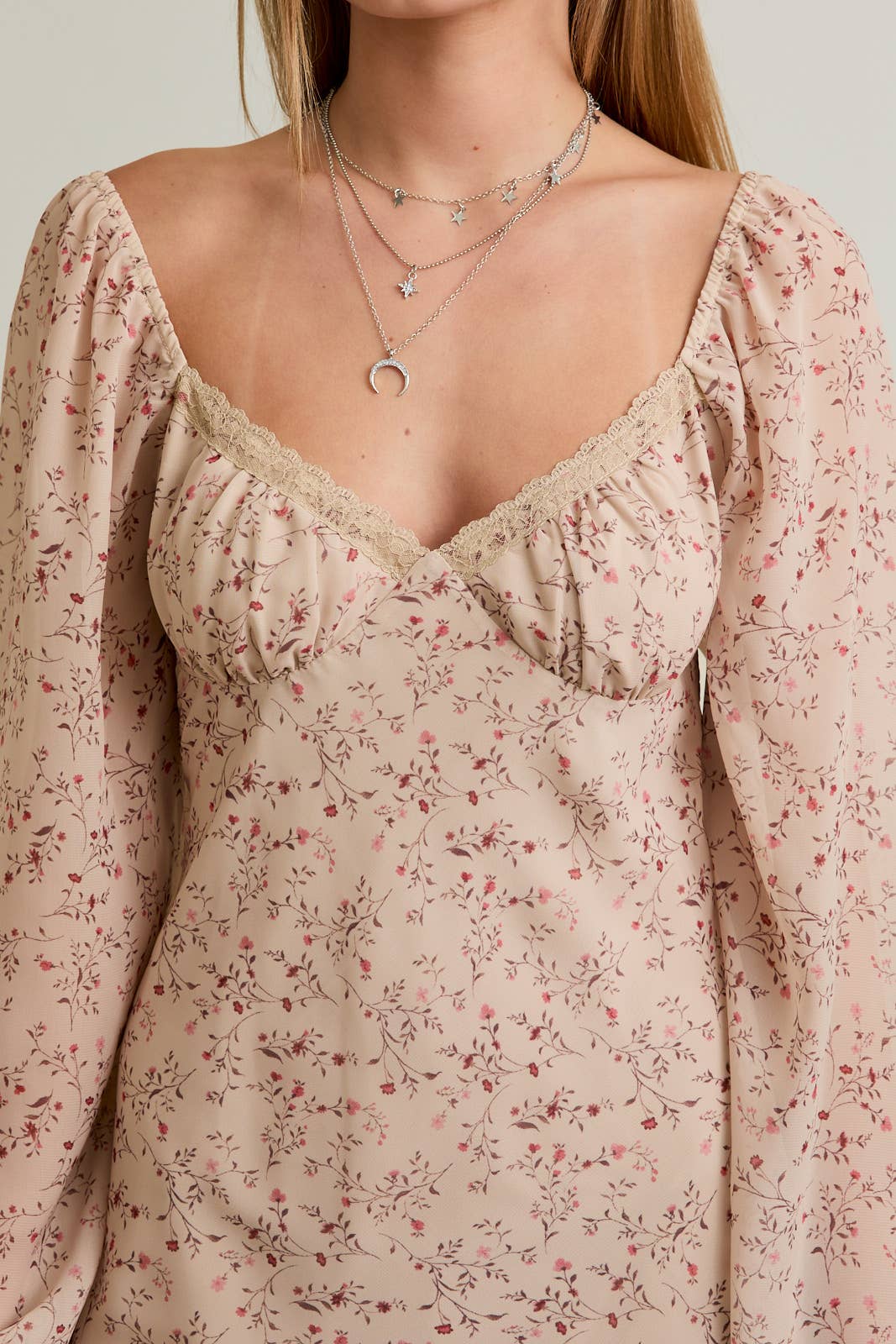 SWEETHEART MINI DRESS: BEIGE