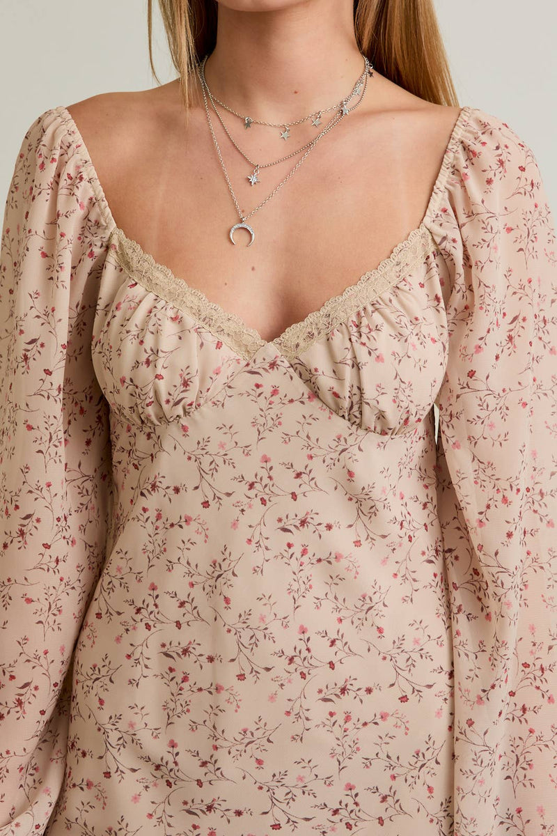 SWEETHEART MINI DRESS: BEIGE M