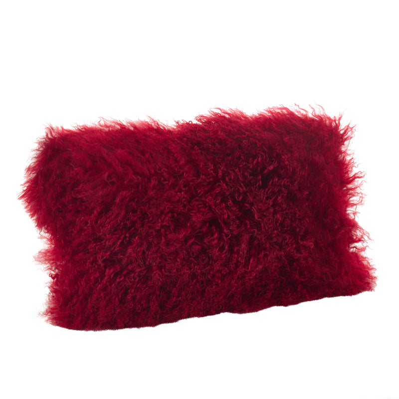 Mongolian Lamb Fur Pillow - Poly Filled: Oyster / Polyester Insert / 12"x20"