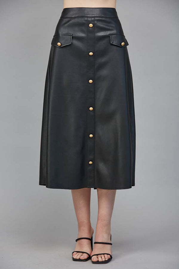 FAUX LEATHER SKIRT FS50039: M