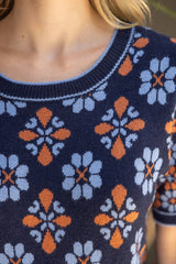 Floral Abstract Knit Top S