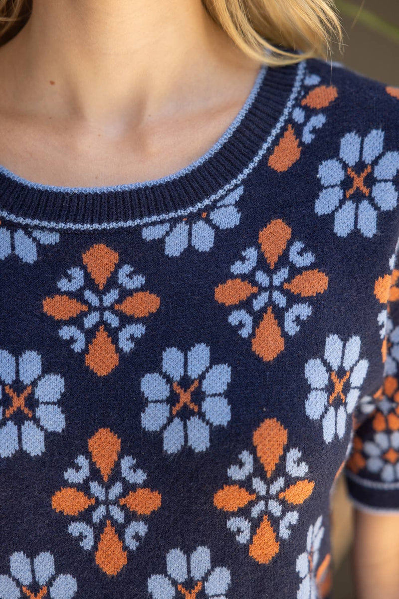 Floral Abstract Knit Top M