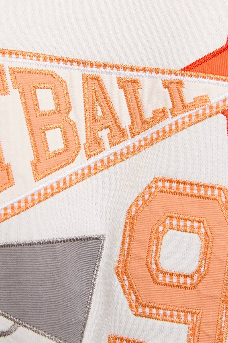 "FOOTBALL" PATCH WORK OVERSIZED SWEATSHIRT: White / L
