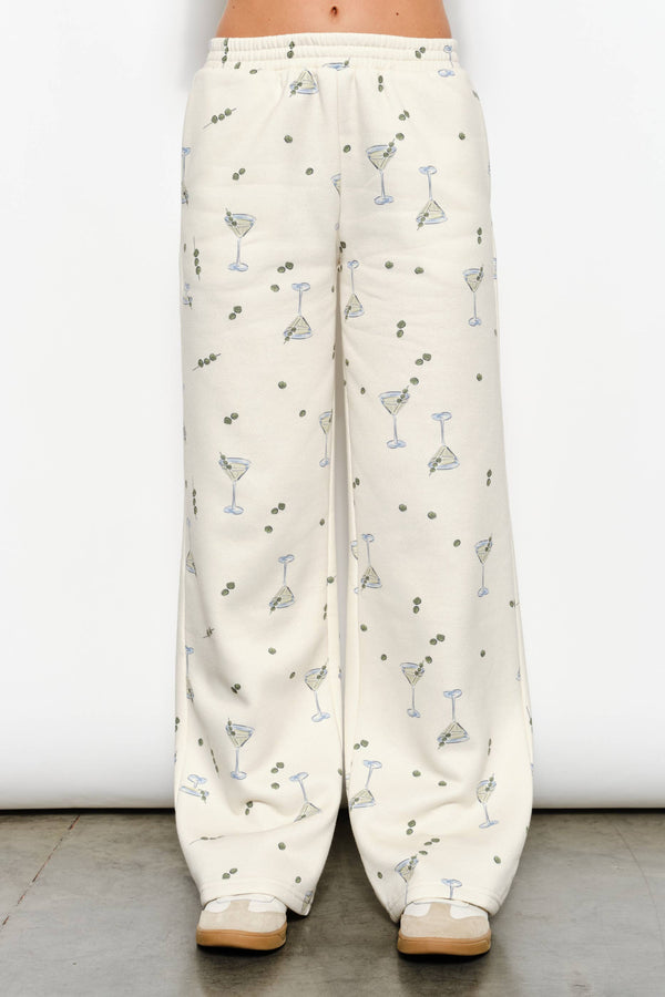 BILLIE MARTINI SWEAT PANTS - Playful, Lounge, Comfy: Cream Multi / S