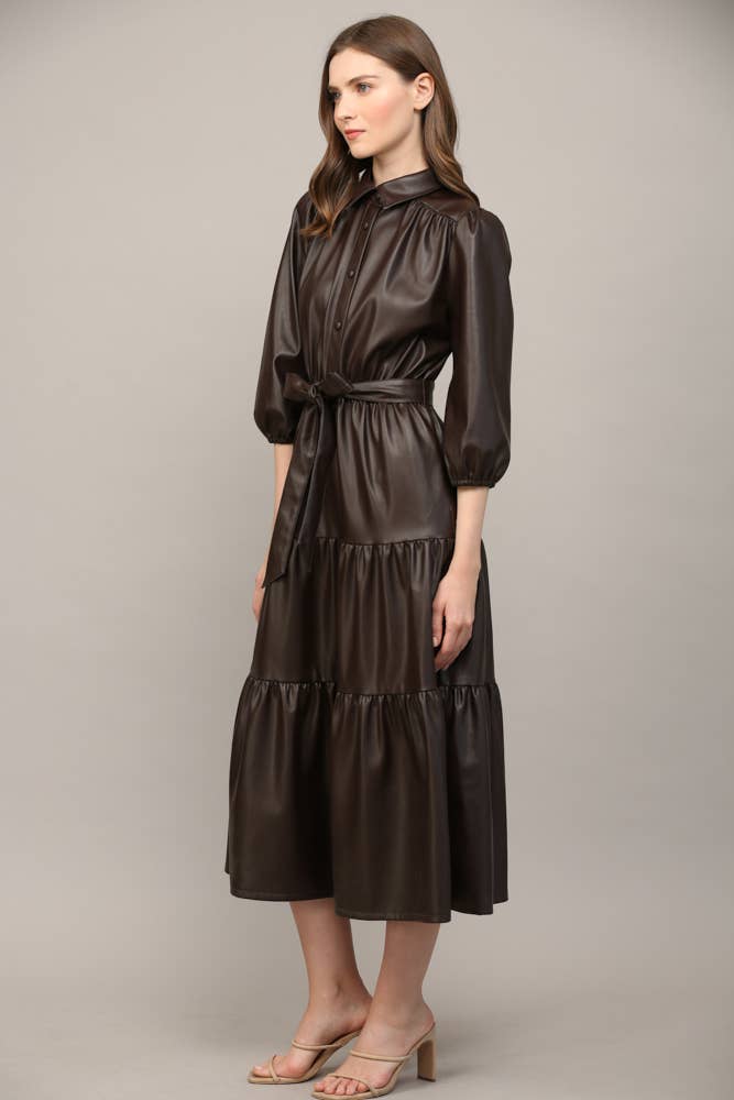 TIERED MIDI DRESS: ECRU / L