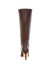 Skara Faux Leather Calf Boots: Black / US-7 / UK-5 / EU-38