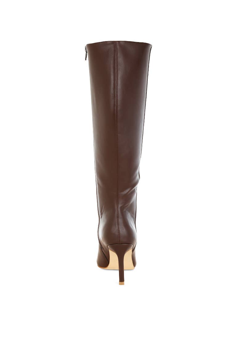 Skara Faux Leather Calf Boots: Black / US-7 / UK-5 / EU-38