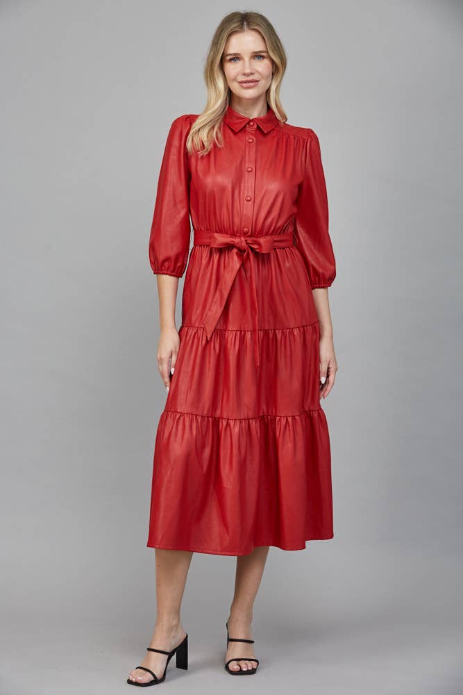 TIERED MIDI DRESS: ECRU / L