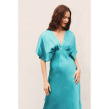 Satin Blouson Maxi Dress