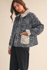 BANDANA PRINT JACKET: Navy / L