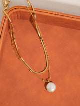 Bindi 18K Gold Layered Pearl Chain Necklace: Yellow Gold