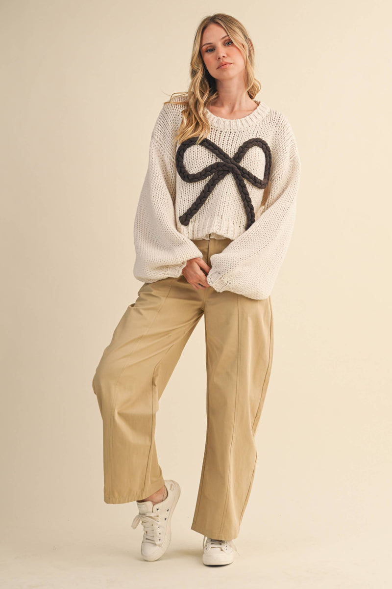 CHUNKY SWEATER TOP: MOCHA / S