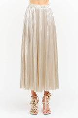 Alessandra Champagne Pleated Skirt S