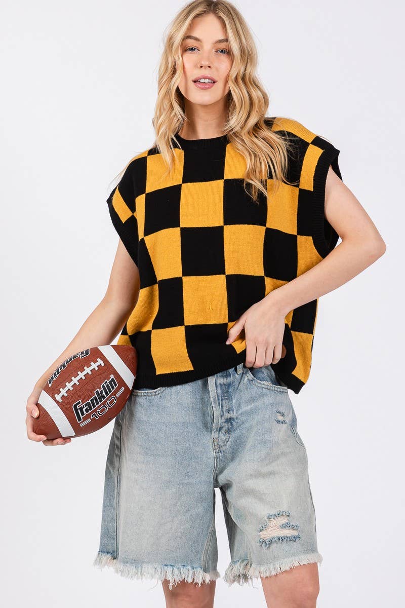 Checkered Game day Top S