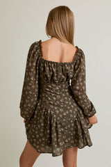 PUFF LONG SLEEVE MINI DRESS M