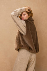 Wind Whispers Faux Fur Collared Vest: BLACK