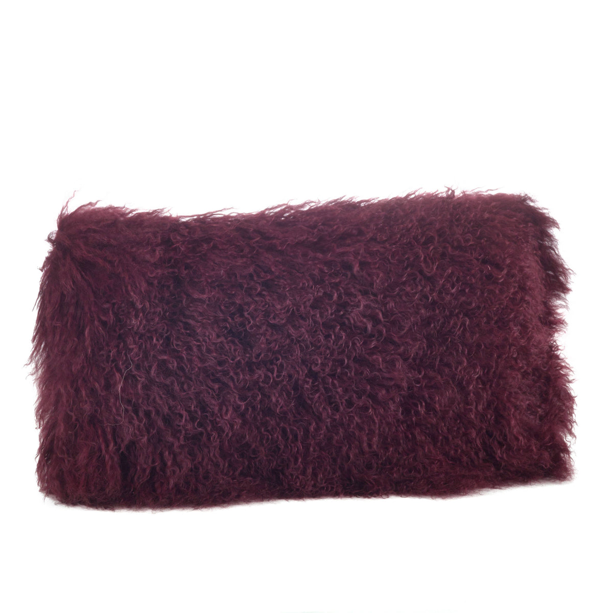 Mongolian Lamb Fur Pillow - Poly Filled: Charcoal / Polyester Insert / 12"x20"