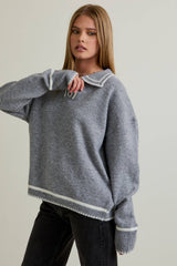 KNIT SWEATER TOP HEM DETAIL L