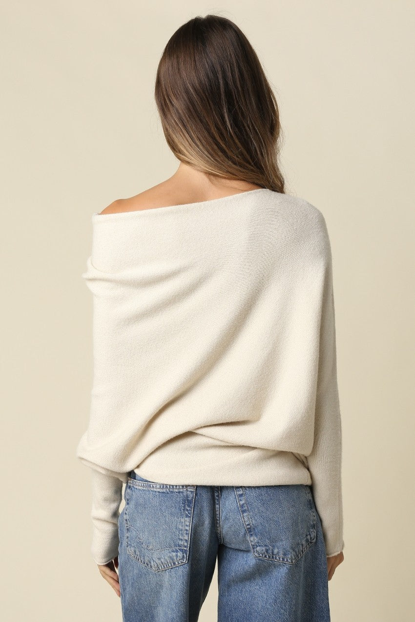 Amar Asymmetric Off-the-Shoulder Sweater